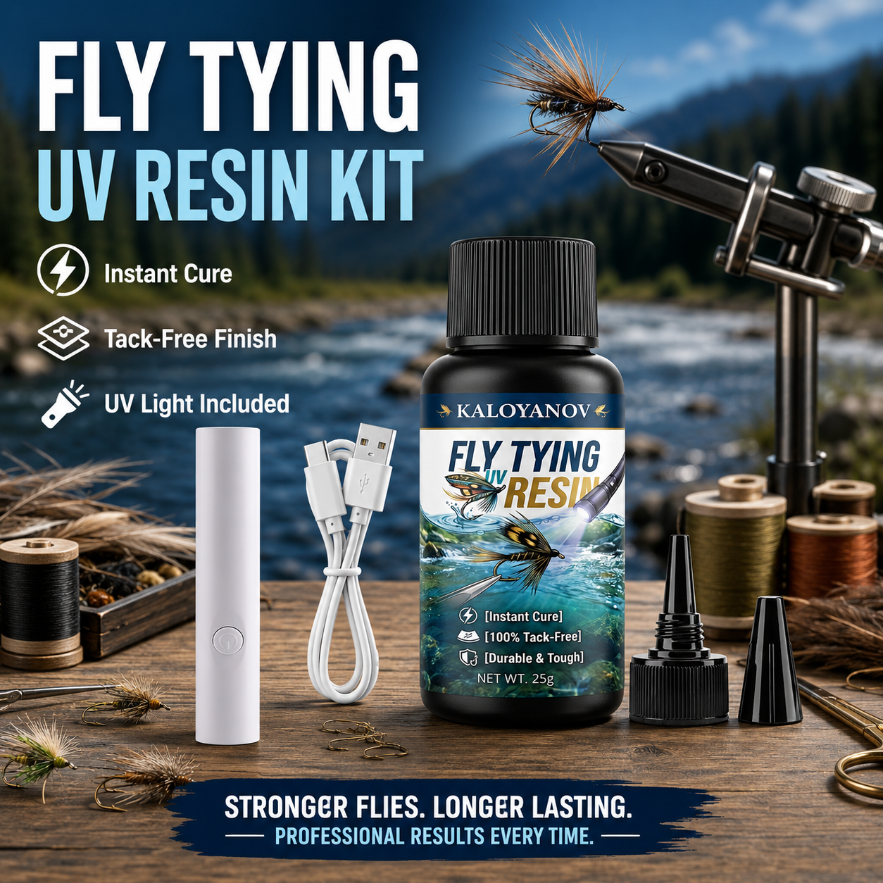 UV Resin Fly Tying Kit with US - Liquid Uv Glue Kit avaliação e preço