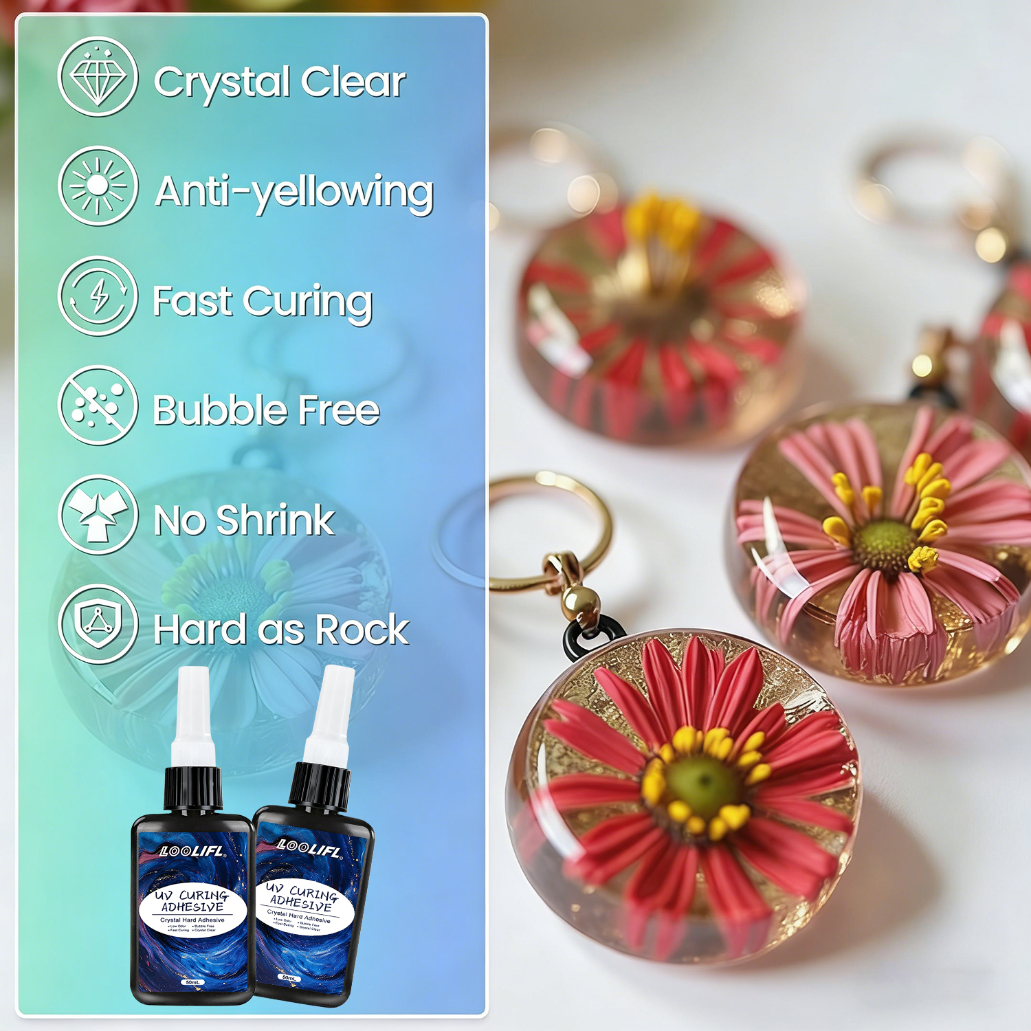 LOOLIFL 50ML UV Resin Kit with - Liquid Uv Glue Kit avaliação e preço